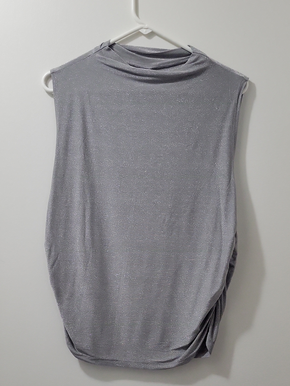 Old Navy Silver Shimmer Sleeveless Cowl Neck Tank